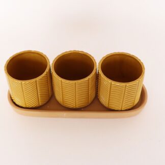 Zari Planters on Saucer Mustard