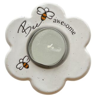 Bee Awesome Daisy Tealight Holder White