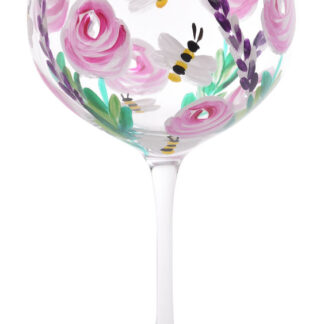 Hand Painted Art Wine Glass Bees