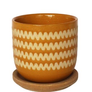 Onyx Planter with Saucer Mustard